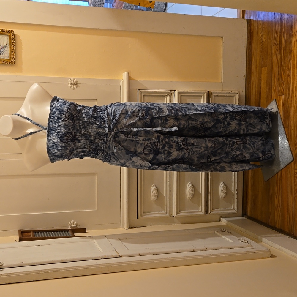 Caribbean blue beach print 2 pc pant set Free size. **